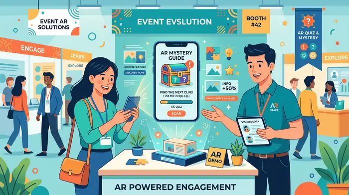 展示会やイベントでARを活用する利用シーンのイメージイラスト
